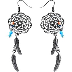 Handcrafted Native American Dreamcatcher Earrings MADE WITH SWAROVSKI ELEMENTS