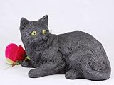 Shorthair Black Cat Cremation Pet Urn for secure installation of your beloved pet's ashes indoors or outdoors