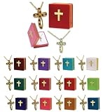 Birthstone Cross Necklace In Bible Shaped Gift Box