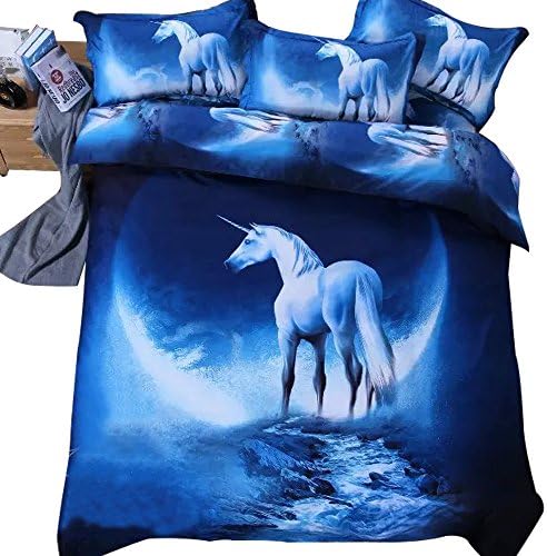 Octoberlsy Queen Size 3 pcs 3D Star Space horse Printed Comforter Sheet sets (3, 4)