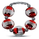 Glass Bracelet with Inlay and Sterling Silver Braided Bracelet and Beads.