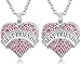 Glamour Girl Gifts Set of 2 BEST FRIENDS Silver Tone Heart Necklaces BFF Besties Sisters Girls Teens Women - CHOOSE YOUR COLORS (Pink)
