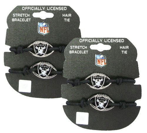 Oakland Raiders - NFL Black Stretch Bracelets / Hair Ties (2-Pack)