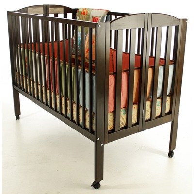 Dream On Me Full Size 2 in 1 Folding Stationary Side Crib, Espresso