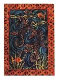 Sea-Horses by Mary Stubberfield. PLAQUE MOUNTED. 13.68 inches width by 19.90 inches height. Highest Quality Art Poster Print