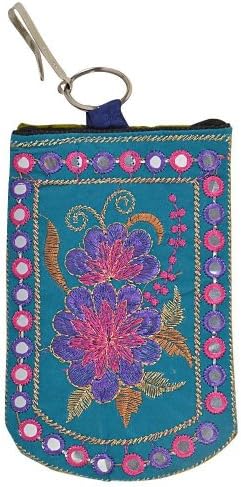 Jute Cottage Sea Green iPhone 5S/5C/5/4S Case w Thread Embroidery & Colorful Mirrorwork, 4.75 Inches by 3 Inches