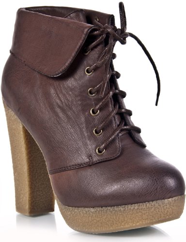 Qupid Oditi-06 Lace-up Rubber Heel Bootie