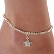 Rhinestone Stretch Anklet Bracelet Star Charm Austrian Crystal Ankle Clear