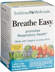 Traditional Medicinals Breathe Easy Herbal Tea, 16-Count Wrapped Tea Bags (Pack of 6)