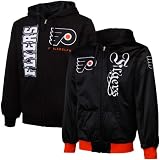 NHL Philadelphia Flyers Black Cross Check Reversible Full Zip Hoodie Sweatshirt