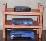 Oak Desktop Organizer, in a golden oak finish, to store your modem, router, switch, external drive, etc. (Free Shipping)