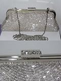 Shimmering Silver Crystal Beads Handbag Purse
