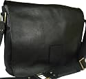 Large Ashwood black leather messenger laptop bag style Pedro