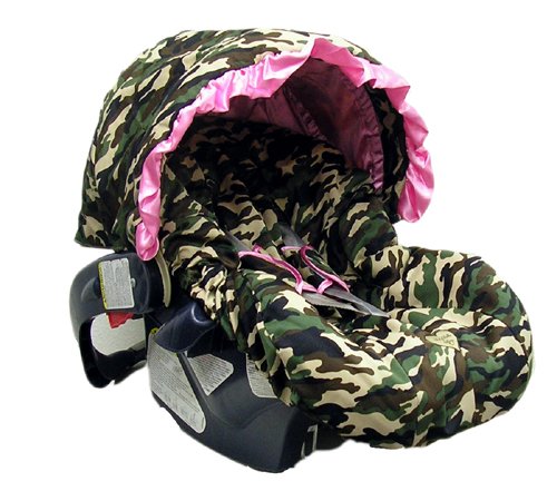 Baby Bella Maya Daddy Camo Hot Pink Ruffle Couture Infant Car Seat Cover