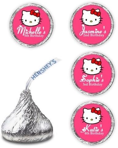108 HELLO KITTY BIRTHDAY PARTY KISSES WRAPPERS LABELS FAVORS DECALS/STICKES