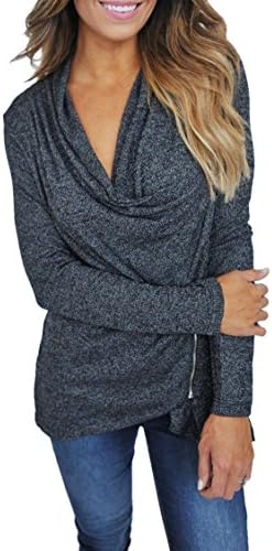 Thomas Bergman Women's Drape Asymmetric Inclined Zipper Knitted Sweater Coat Dark Grey Large