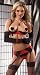  : Love, Lust Lycra & Lace Underwire Open Cup Shelf Demi Bra 3 Piece Set Red/Black