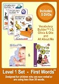 Level 1   -    First Words Set -  For Non-Verbal Kids & Kids with less than 50 words   -  5 DVDs