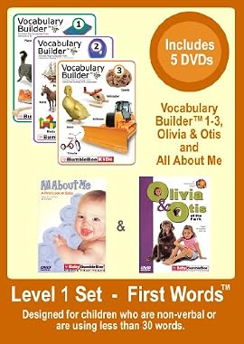 Level 1   -    First Words Set -  For Non-Verbal Kids & Kids with less than 50 words   -  5 DVDs
