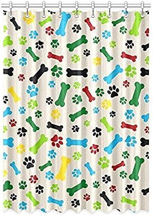 Tall Switch Colorful Paw prints and bone One Piece 100% Polyter window Curtain for Living Room/Bedroom/Patio Door 52"W x 84"L