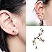 EVERU 1 Pair Asymmetric Multicolor CZ Rhinestone Ear Cuff Earrings Gold-plated-base