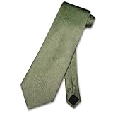 SILK NeckTie OLIVE GREEN Paisley Design Woven Neck Tie NeckTies