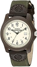 Timex Expedition Men's Quartz Watch with Off-White Dial Analogue Display and Green Textile Strap - T491014E