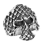 Stainless Steel Skull Ring with Scale(Available in Sizes 10 to 15)