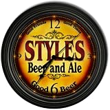 STYLES 'S Beer and Ale Cascading Pub Wall Clock