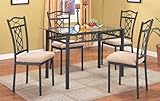 5pc Contemporary Metal Dining Room Table & Chair Set
