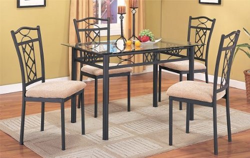 Best Price 5pc Contemporary Metal Dining Room Table & Chair Set