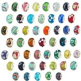 Pack of Ten (10) Assorted Colorful 100% Pure Murano Glass Bead Charms - Fits Pandora, Chamilia, Troll, and Biagi Charm Bracelets