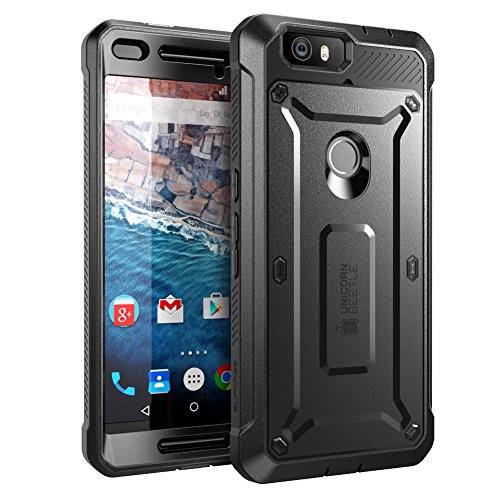 Nexus 6P Case, SUPCASE [Heavy Duty] Belt Clip Holster Case for Google Nexus 6P (2015 Release) [Unicorn Beetle PRO Series] Full-body Rugged Hybrid Protective Cover with Screen Protector (Black/Black)