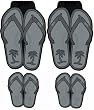 Hawaiian Grey Giant Flip Flops Sandals - 4 Pc Floor Mats Set
