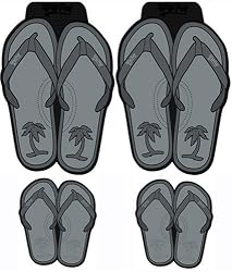 Hawaiian Grey Giant Flip Flops Sandals - Front & Rear Rubber Car Truck SUV Floor Mats Set