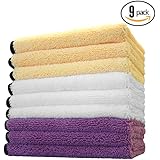 (9-Pack) THE RAG COMPANY 16 in. x 16 in. Professional 70/30 Blend 420 GSM Dual-Pile Plush Microfiber Auto Detailing Towels - Spectrum 420 LIGHT PACK