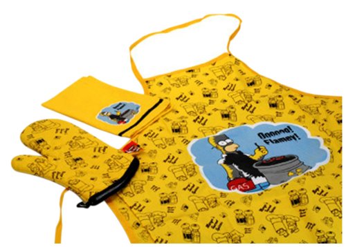 Berghoff - 1500195 - Les Simpsons - Set adulte pour barbecue avec 1 tablier, 1 gant de cuisine et 1