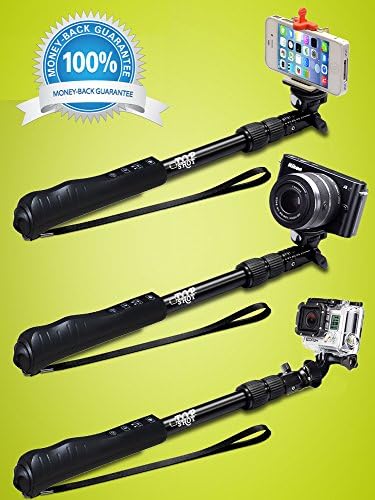 Bluetooth Selfie Stick - For Cell Phone, GoPro & Camera ~ Money Back Guarantee ~ 3-in-1 Extendable Pole with Built-in Bluetooth Remote Shutter - Best Wireless Monopod for Hero, IOS & Android Incl. iphone 6, 6 Plus 5 5S 5C 4S 4, Samsung Galaxy S6 S5 S4 S3 S2 Note 4 3 2 & Most Other Smartphones