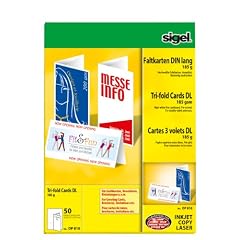Sigel DP810 Faltkarten, hochwei�, Edelkarton (Ink/Laser/Copy), 185 g, DIN lang (A4), 50 ST
