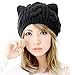 DEESEE Beanie Hat Unisex Baggy Beret Winter Warm Cat Ears Hemp Knitted Hat