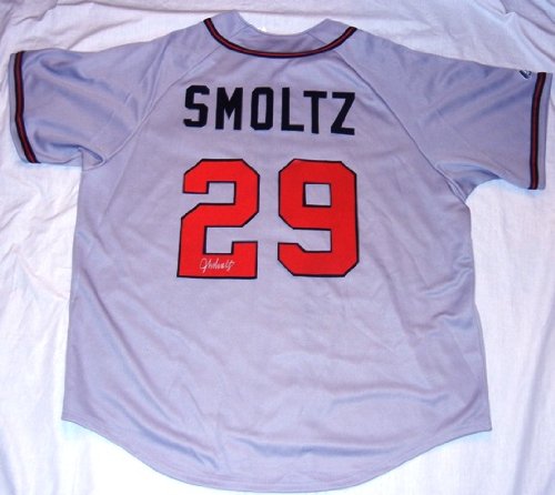 John Smoltz Autographed Atlanta Braves Jersey W/PROOF, Picture of John Signing For Us, Cy Young Award, 1995 World Series Champion, Boston Red Sox, St. Louis Cardinals