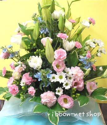 【法要】【命日】●お供えのお花●フラワーアレンジメント（生花）白＆淡色ミックスFL-OS-11