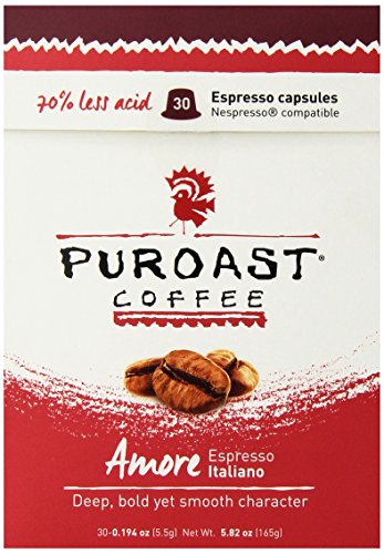 Puroast Coffee Italiano Nespresso Compatible Capsule, Amore Espresso, 30 Count