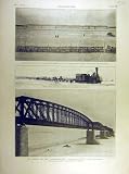 1896 RAILWAY TRANS-SIBERIAN IRTYCHE BRIDGE FRENCH PRINT