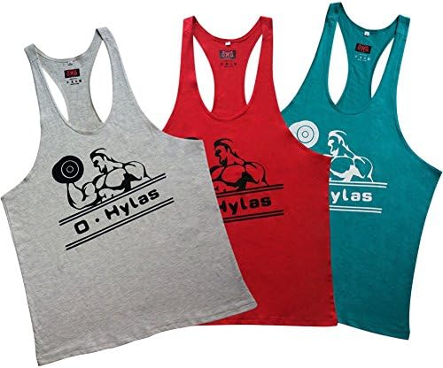 O Hylas Mens 3-Pack 100% Cotton Tank Top Summer Training Gym