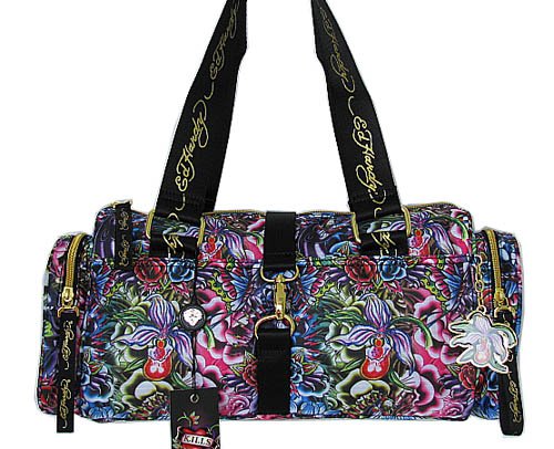 ED HARDY by Christian Audigier Maria East West Satchel Shoulder Purse Handbag Bag Tattoo Multi