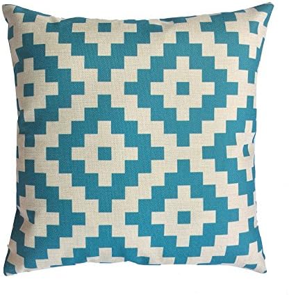 Sunlightsell Geometric Pattern Cotton Linen Square Decorative Fashion Throw Pillow Case-17.3 "X17.3 " (E)