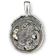 Sterling Silver w/ Carved Black Mother-of-Pearl Pendant by Sajen