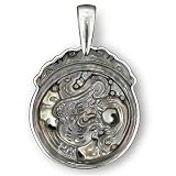 Sterling Silver w/ Carved Black Mother-of-Pearl Pendant by Sajen