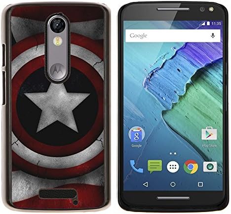 America Super Hero Sheild - Aluminum Metal&amp;Hard Plastic Back Case Cover - Black - Motorola Droid Turbo 2 / Moto X Force